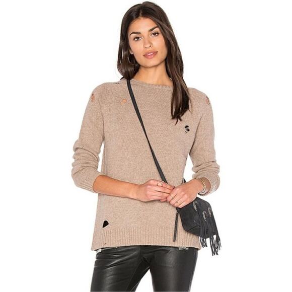 Anine Bing Wool Sweater Distressed Taupe Neutral Minimalist Fall Winter Medium - Picture 13 of 14